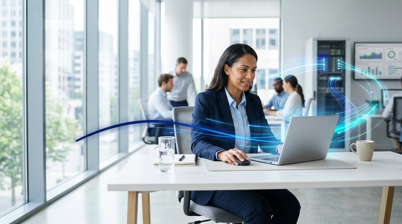 Flujos de trabajo automatizados e IA conectando procesos empresariales en la nube